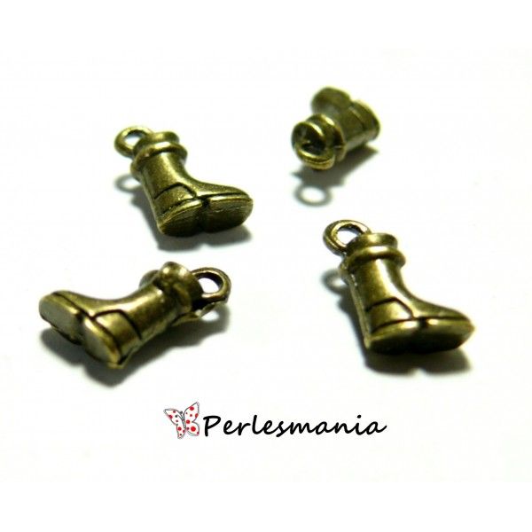 Fournitures pour bijoux: 50 pendentif breloque mini bottines PA24604 Bronze 