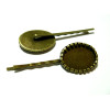 Fournitures pour bijoux: 2 Supports de barrette rouleau 18 par 25mm bronze 