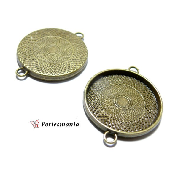 10 Support de pendentif connecteur rond 25mm Bronze  qualité extra 