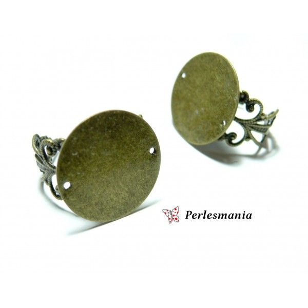1 Support de bague  anneau dentelle plateau plat 20mm couleur Bronze 