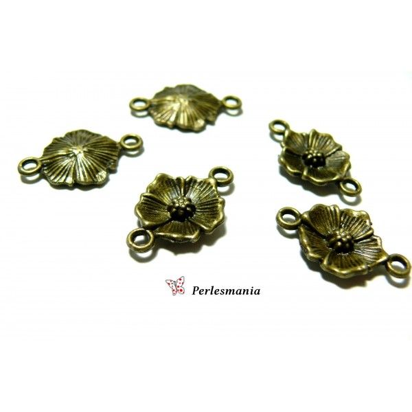 Fournitures bijoux:10 magnifiques connecteur fleur bronze ref 13013 