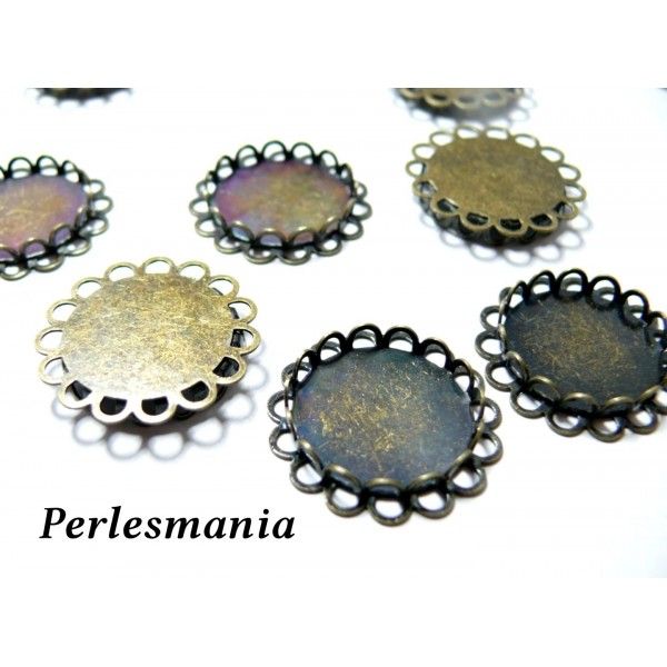 10 Support de pendentif 18mm double vague  Bronze fournitures pour bijoux 