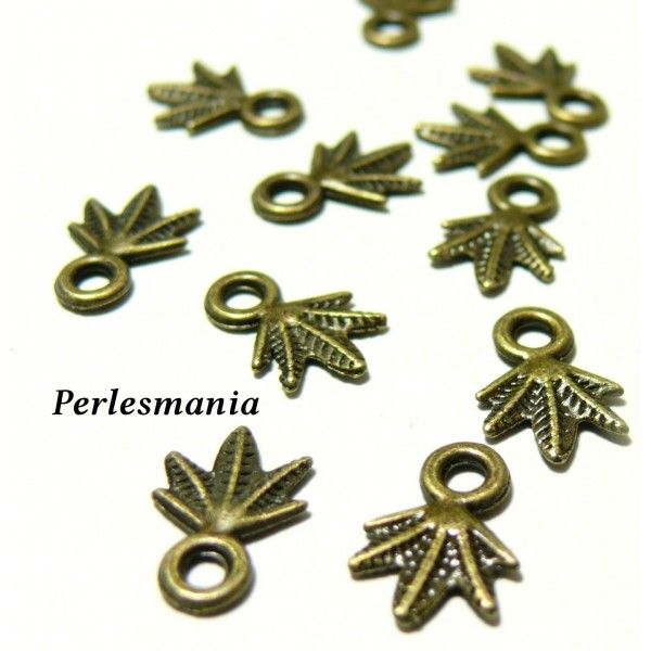 100 pendentifs feuille  Bronze ref 2D4239  Fournitures pour création de bijoux 