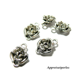 10 pendentifs connecteur 2B6715 fleur 3D Viel argent pour création de bijoux 