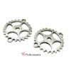 Fournitures bijoux: 10 breloques connecteur grenages 2B9422 Vieil argent 