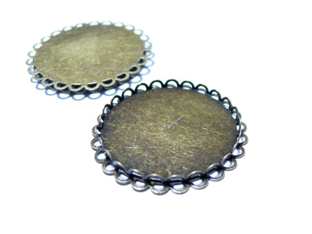 10 Supports de pendentif bronze double vague qualité 30mm 