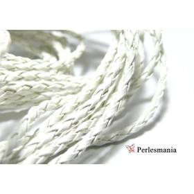 Cordon Simili Cuir Blanc 3mm pour Bijoux DIY