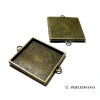 10 Support de pendentif connecteur carre  25mm Bronze qualité extra 