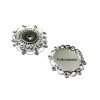 2 Supports de pendentif connecteur rond style fleur  26mm PP dentelle ID 11210 