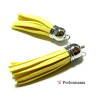Apprêt mercerie 2 pompons passementière  Jaune embout argent platine 