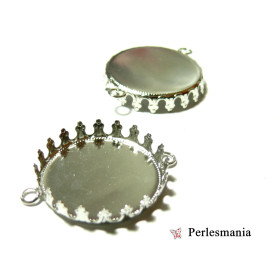 10 Supports de pendentif connecteur rond 30mm argent  platine GRIFFE ID23480 