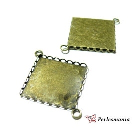 1 Support de pendentif connecteur carré 25mm Bronze vague 28155 