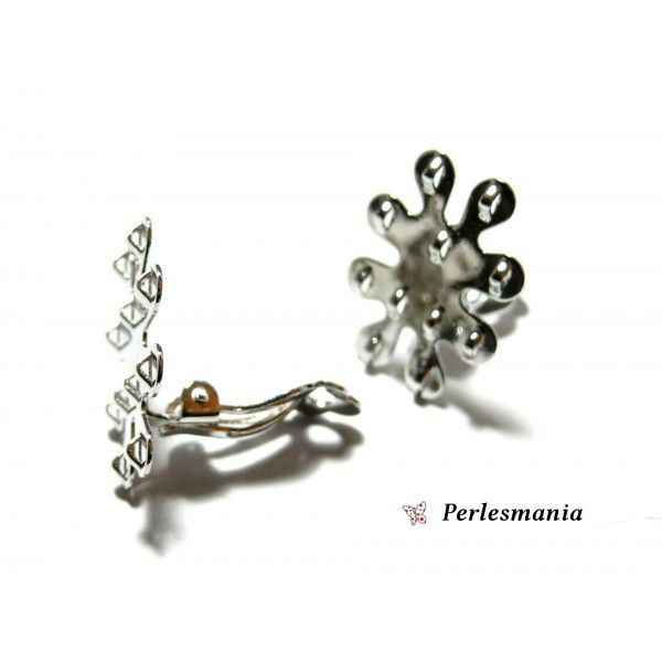 Apprêt et perles: Très originales 1 paire  de Boucle d'oreille clips argent platine  23594 