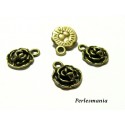 30 pendentifs fleur rose 3D BRONZE 2Y2113 fournitures pour bijoux