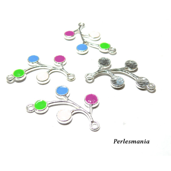 Apprêt pour bijoux: 1 pendentif 2K1952  fleur argent colorées 