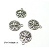 50 pendentifs ronds medaillon ajouré 2K9448 Vieil argent  fournitures pour bijoux 