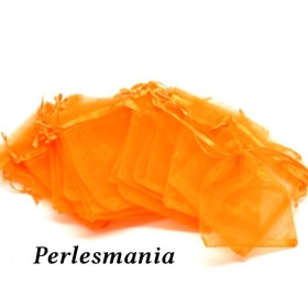 10 très grandes pochettes organza orange  ( 12 par 10 cm ) P108 
