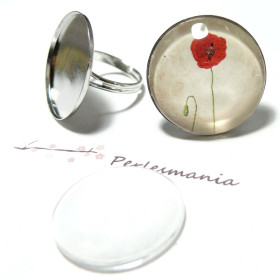 20 pièces:10 supports de bague double fine PP 18mm  et 10 cabochons 