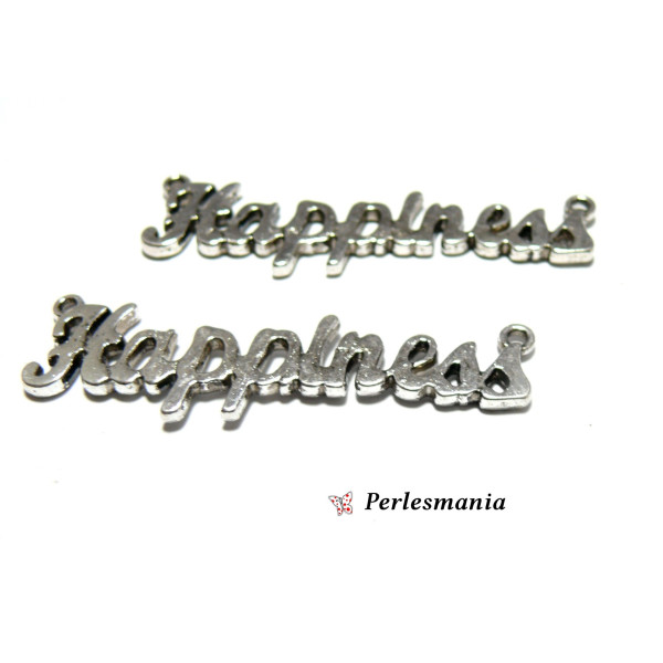 Connecteurs « Happiness » 54x15mm – Vieil Argent