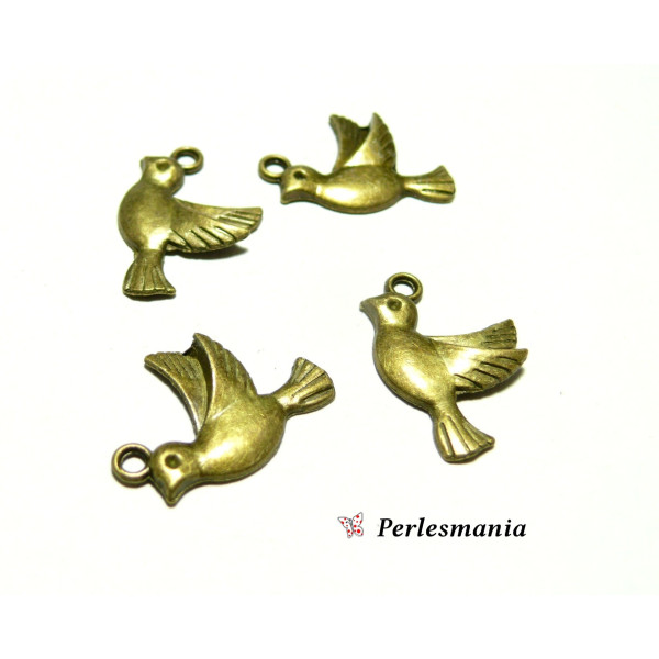 Pendentifs Oiseau 16x23mm métal finition Bronze
