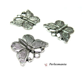 Fournitures loisirs créatifs: magnifiques pendentifs papillon poisson ref 163 viel argent