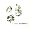 10 supports de Boucles d'oreille clips Argent Platine avec attache P141 pour création de bijoux 