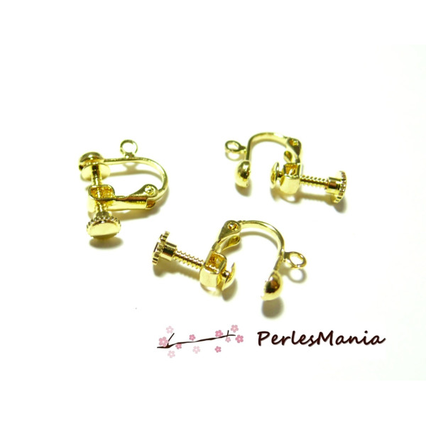 2 supports de Boucles d'oreille à vis DORE avec attache, pour création de bijoux 