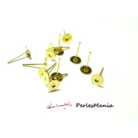 10 Supports de Boucle d'oreille clou puce 6mm Qualité EXTRA  DORE 