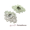 Apprêt pour création de bijoux: 10 multiconnecteurs dentelle argent platine A18223 