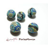 Apprêt 10 perles  de fimo flower power ref P98Y en 14mm  pour création de bijoux 