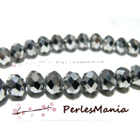 1 fil d'environ 65 perles facettées rondelles argenté 6 par 8mm ref 2J1205 