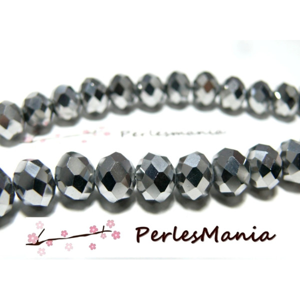 1 fil d'environ 65 perles facettées rondelles argenté 6 par 8mm ref 2J1205 