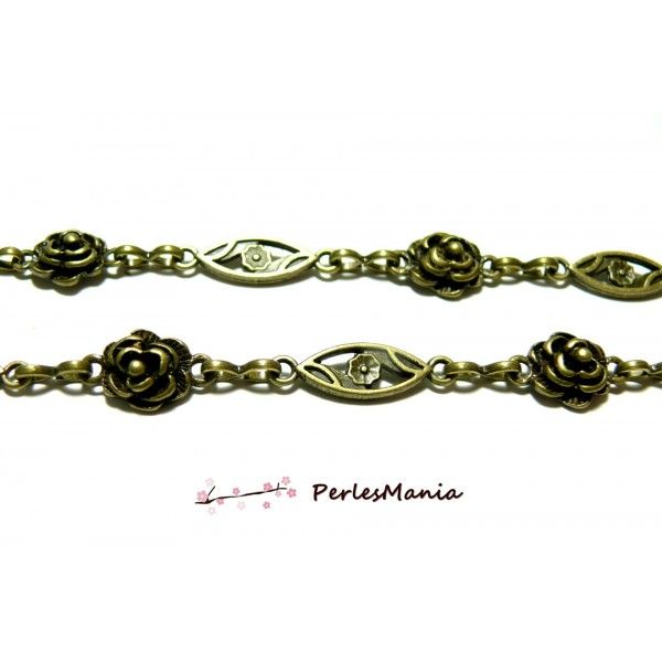 Magnifique chaine: 20 cm  chaine ovale et rose bronze ref 27 