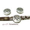 2 slides passants perles coulissantes fleur  Vieil argent