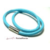 1 collier simili cuir epais 5mm Bleu fermoirs aimantés PH004 pour création de bijoux 