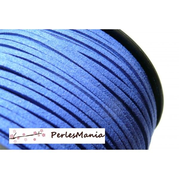 10m de cordon en suédine aspect daim  Bleu électrique PG0146 qualité 