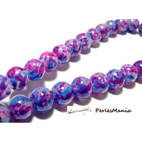 Perles de Verre Multicolores Violet 12mm pour Scrapbooking et Bijoux