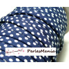 1 m ruban biais spaghetti  à pois Bleu marine  10mm ref: 70480-22 mercerie cordon pour bijoux 
