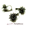 2 Supports de magnifique Boucle d'oreille fleur 3D dormeuse  Bronze  accessoire bijoux 