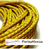 20cm de cordon CUIR VERITABLE TRESSE Jaune fauve  en 3MM ref 5 