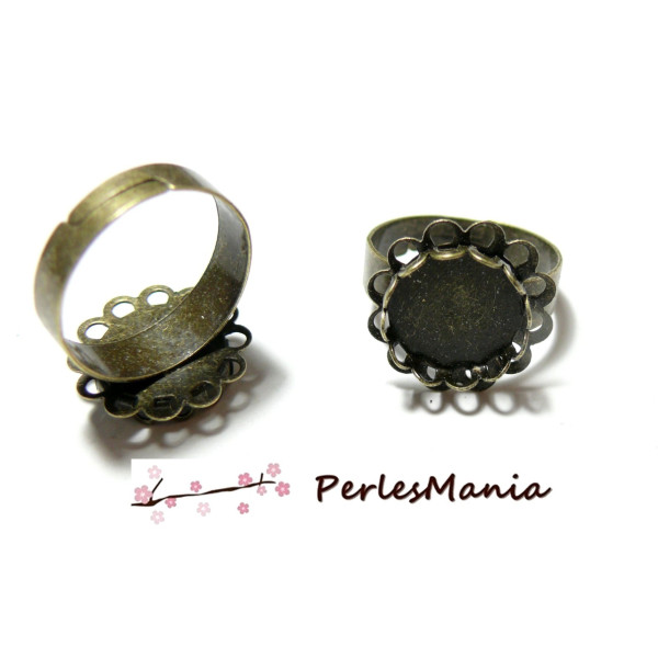 Supports de Bague Double Vague Ajustables 12mm – Bronze – Pour Cabochon