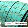 1 mètre de cordon de suédine fleur cloutée doré aspect Daim Turquoise Vert  PL106 