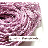 Apprêt bijoux: 2 m fil tressé simili cuir Rose Metallisé P5057 diamètre 3mm 