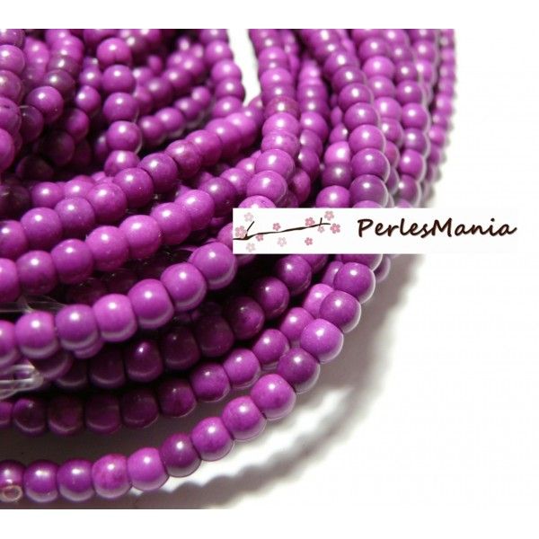 1 fil d'environ 110 perles ronde 4mm Howlite P02O violet flashy pour création et scrapbooking 