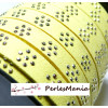 3 mètre de cordon de suédine fleur cloutée doré aspect Daim Jaune clair  PL108 