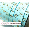 3 mètre de cordon de suédine fleur cloutée doré aspect Daim Bleu ciel  PL109 
