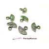 50 pendentifs mini eventail vieil argent 2Y5218 breloques pour création de bijoux 