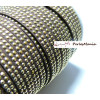 1m de cordon de suédine cloutée doré aspect Daim double rangée facettée Marron P00412 