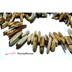 20 Perles Tige JASPE PAYSAGE environ 8 à 20mm pour création de bijoux 