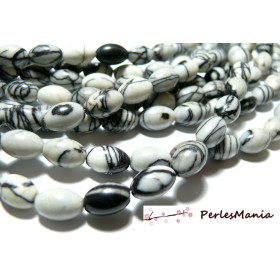 20 Perles  JASPE TOILE ZEBRE  grain de riz 8 par 12 mm pour création de bijoux 